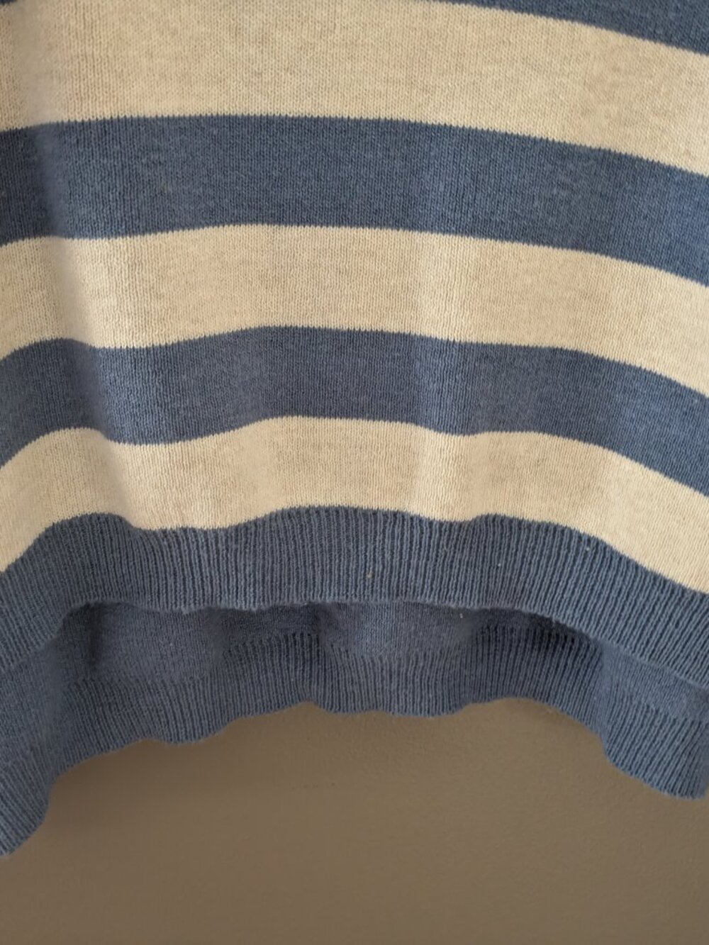 mersea by voyageur woman short sleeve knit sweater cream blue stripes L #868 - Picture 5 of 7